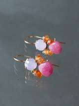 earrings Bee carnelian, cherry quartz