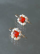 earrings Victoria carnelian, pearls