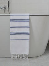 asciugamano hammam bianco/blu marino