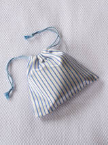 drawstring pouch blue striped