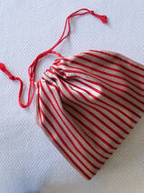 drawstring pouch pink red striped