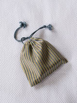 drawstring pouch golden beige blue striped