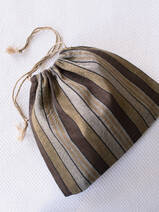 drawstring pouch brown grey striped
