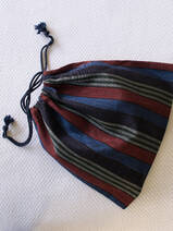 drawstring pouch blue burgundy striped