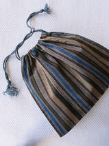 drawstring pouch blue grey striped