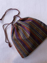 drawstring pouch orange purple striped