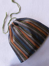 drawstring pouch gray orange striped