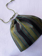 drawstring pouch green black striped