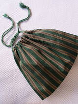 drawstring pouch dark green yellow striped