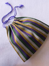 drawstring pouch green yellow purple striped