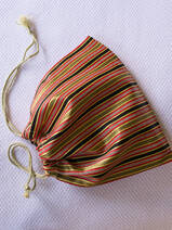 drawstring pouch olive green red striped