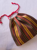 drawstring pouch red yellow striped