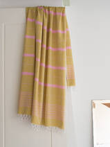 asciugamano hammam giallo senape/rosa 170x100cm