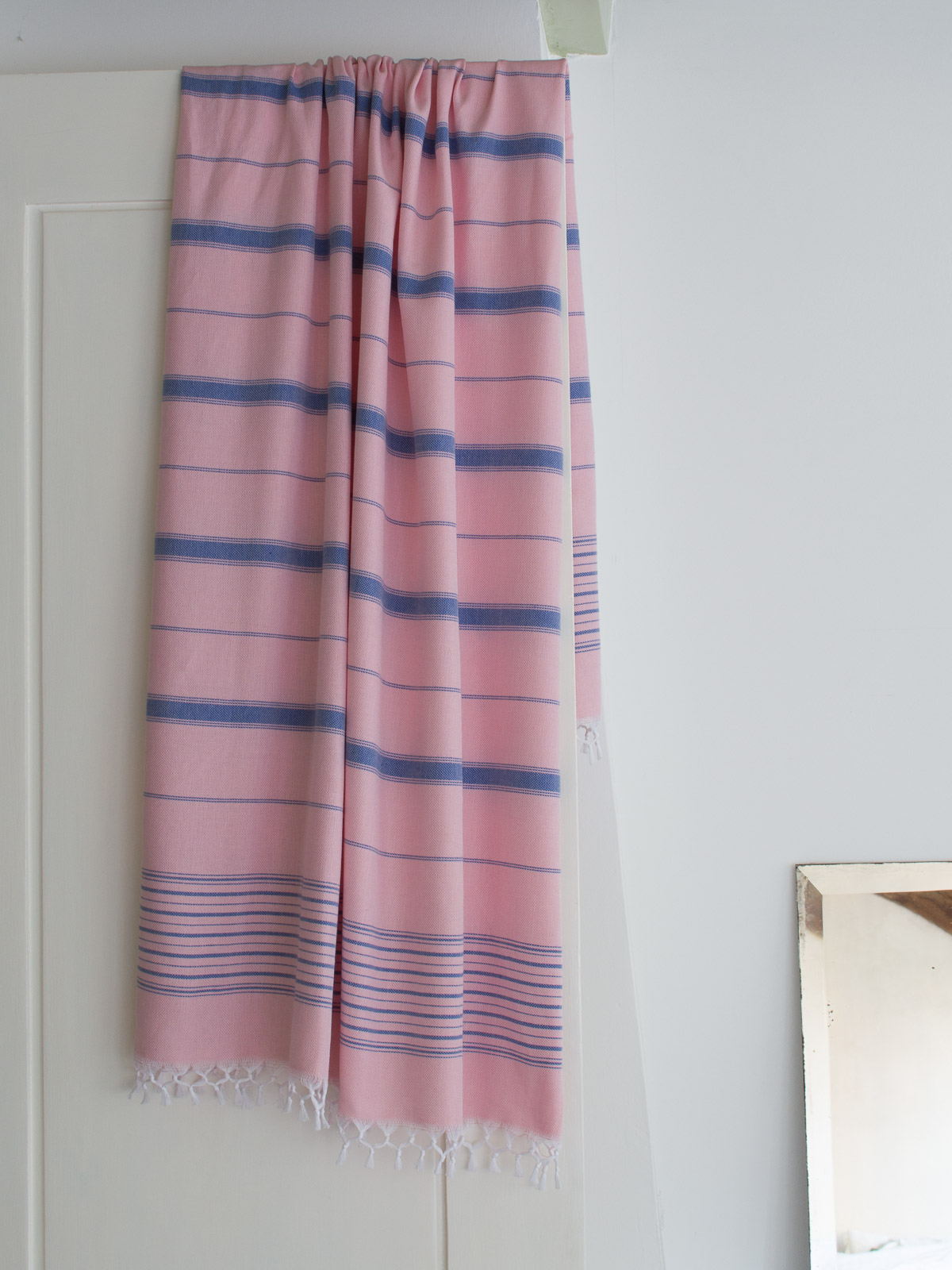 asciugamano hammam rosa cipria/azzurro 170x100cm