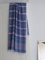 asciugamano hammam blu parlamento/rosa polvere 170x100cm