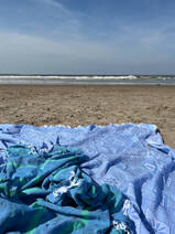 Asciugamano hammam XL blu oceano/verde giada 220x160cm