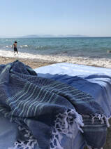 hammam towel XL marine blue/fresh green 220x160cm