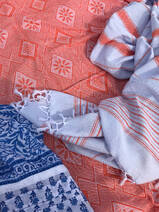Asciugamano hammam XL azzurro/mandarino 220x160cm