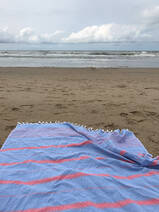 hammam towel XL blue/coral red 220x160cm