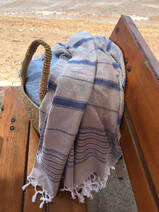 hammam towel XL grey beige/parliament blue 220x160cm