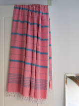 Asciugamano hammam XL rosa confetto/blu oceano 220x160cm