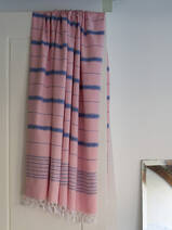 hammam towel XL powder pink/parliament blue 220x160cm