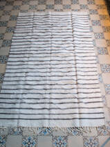 mohair blanket white, gray narrow stripes