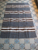 mohair blanket grey, with white, brown, beige striped