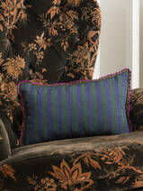 cushion 37x23 cm purple blue/green striped