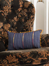 cushion 37x23 cm dark blue and light grey striped