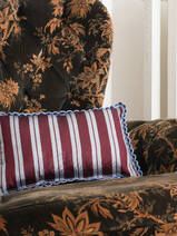 cushion 37x23 cm burgundy/light grey striped