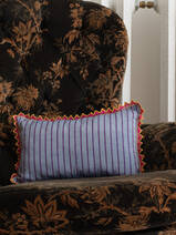 cushion 37x23 cm light grey/purple striped