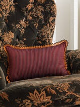 cushion 37x23 cm burgundy/black striped