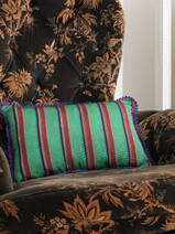 cushion 37x23 cm green striped
