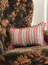 cushion 37x23 cm green/cerise striped