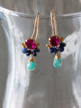 earrings Dancer fuchsia crystal, lapis
