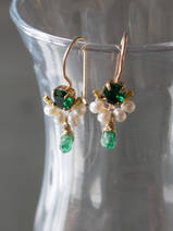 boucles d'oreilles Dancer cristal vert, perles