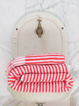 striped towel coral red 170x90 cm