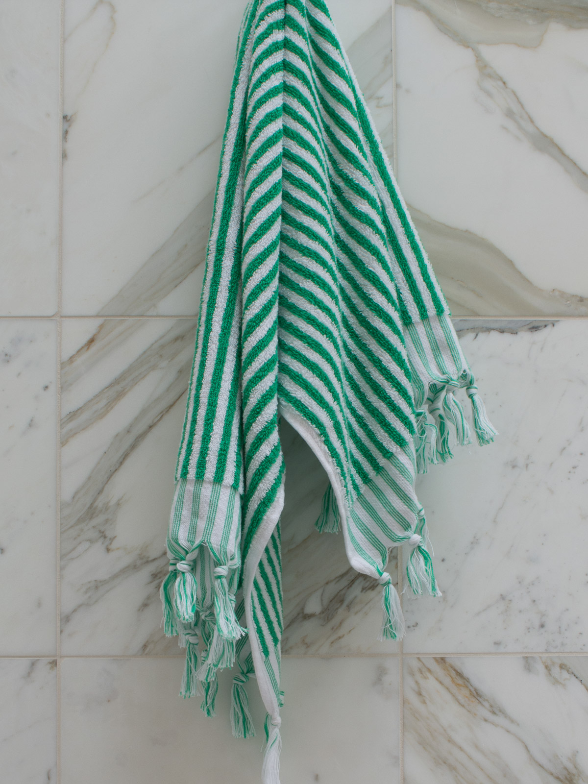 serviette rayée vert jade 100x45 cm