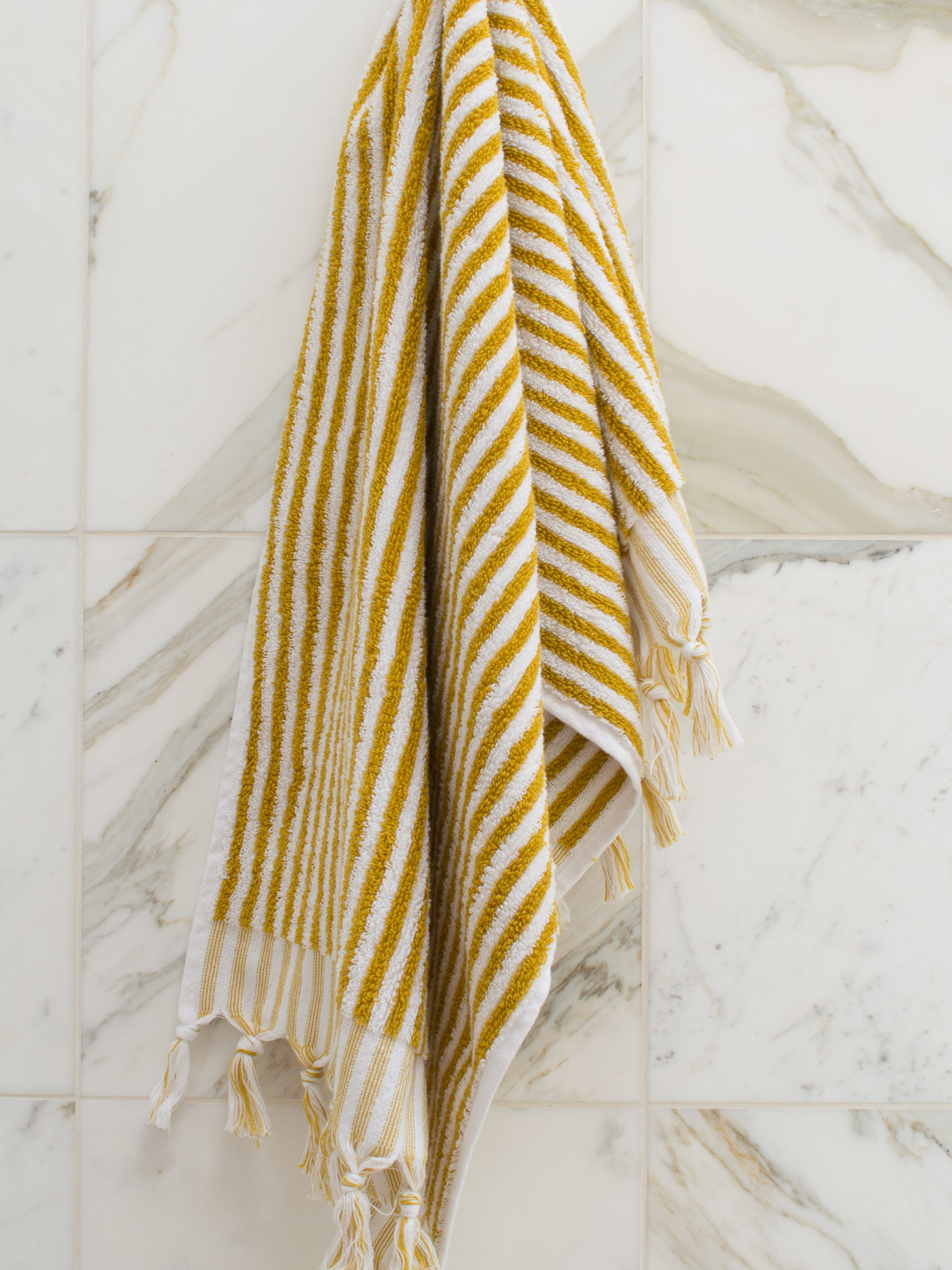 gestreepte handdoek mosterdgeel 100x45 cm