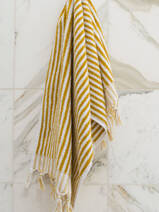striped towel mustard yellow 100x45 cm