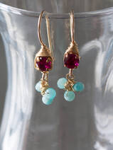 earrings Small Clover crystal and amazonite