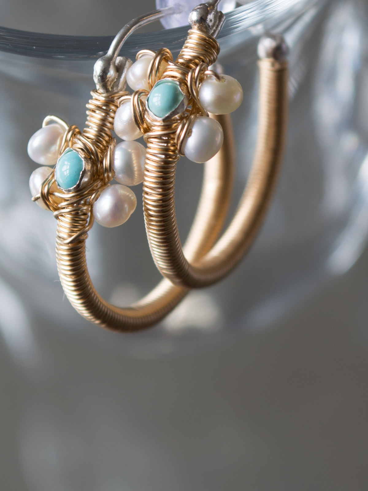 earrings Jasmine Hoop, turquoise