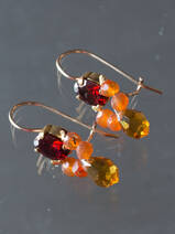boucles d'oreilles Bee cristal rouge et cornaline