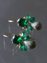 earrings Bee green crystal, emerald
