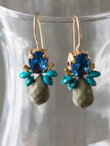 earrings Bee blue crystal, turquoise