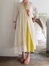 long open dress  in white cotton and silk