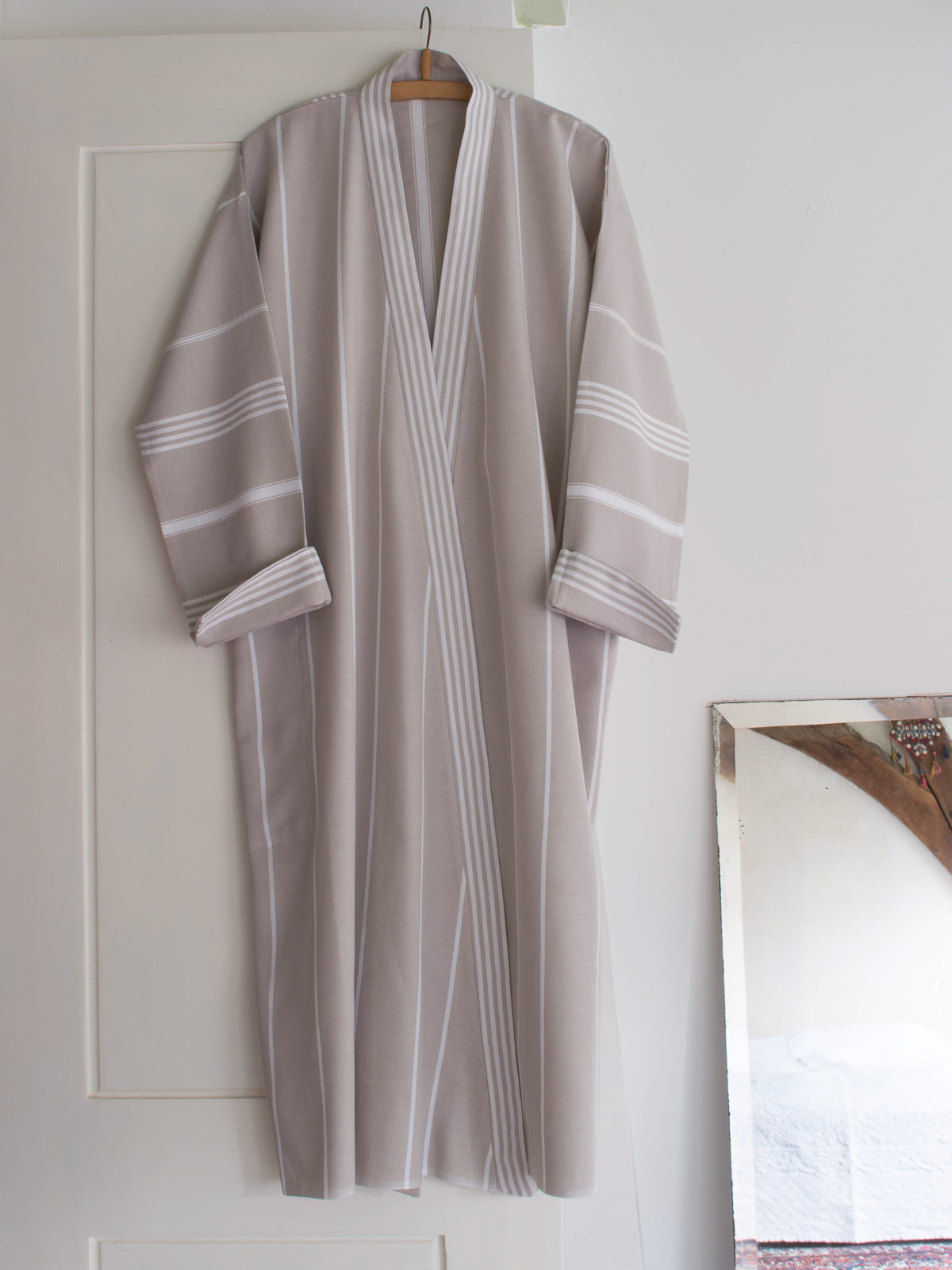 hammam bathrobe size L, grey-beige