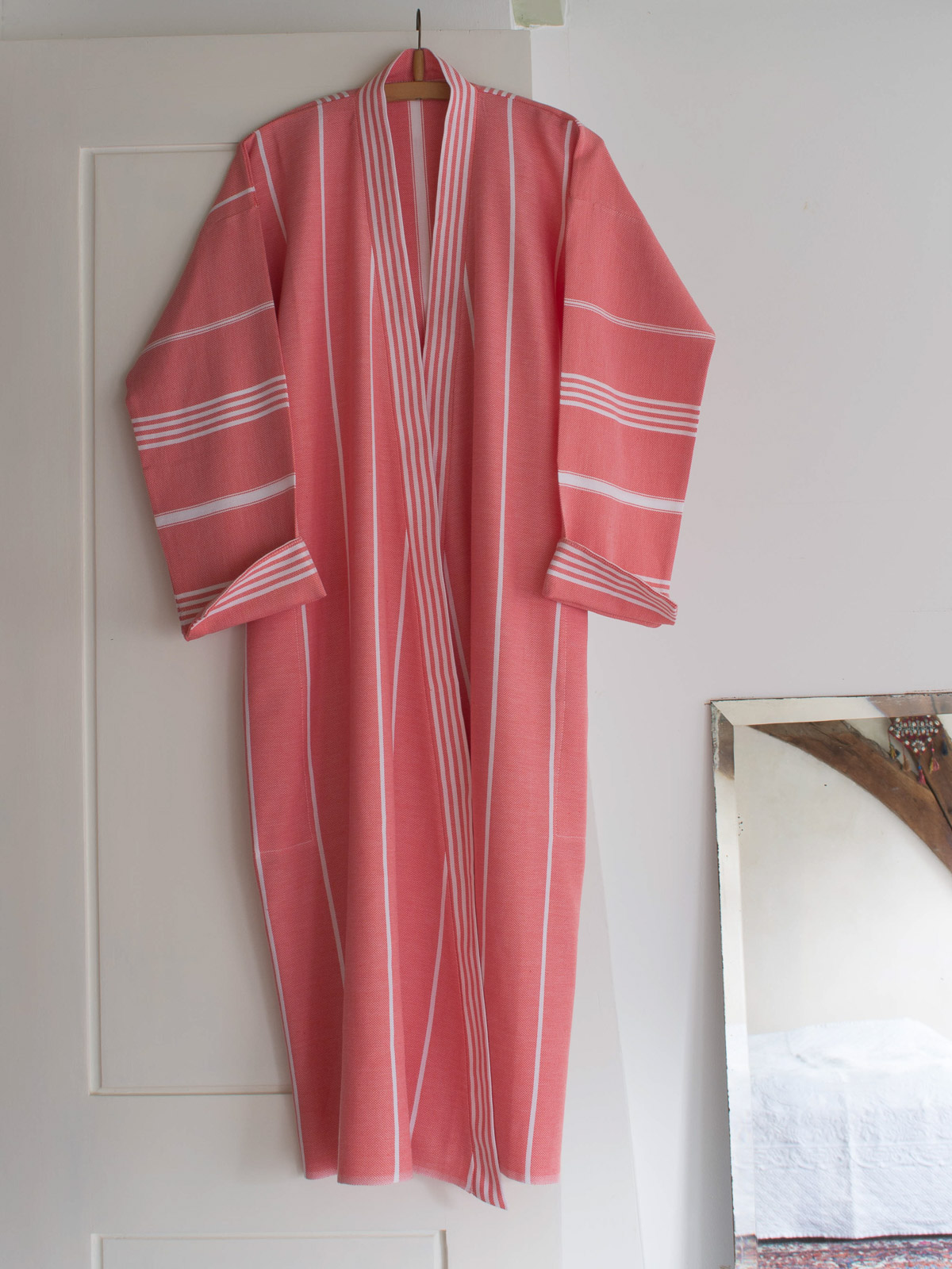 hammam bathrobe size L, coral red