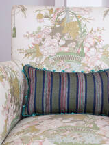 cushion 43x23 cm green/dark blue striped